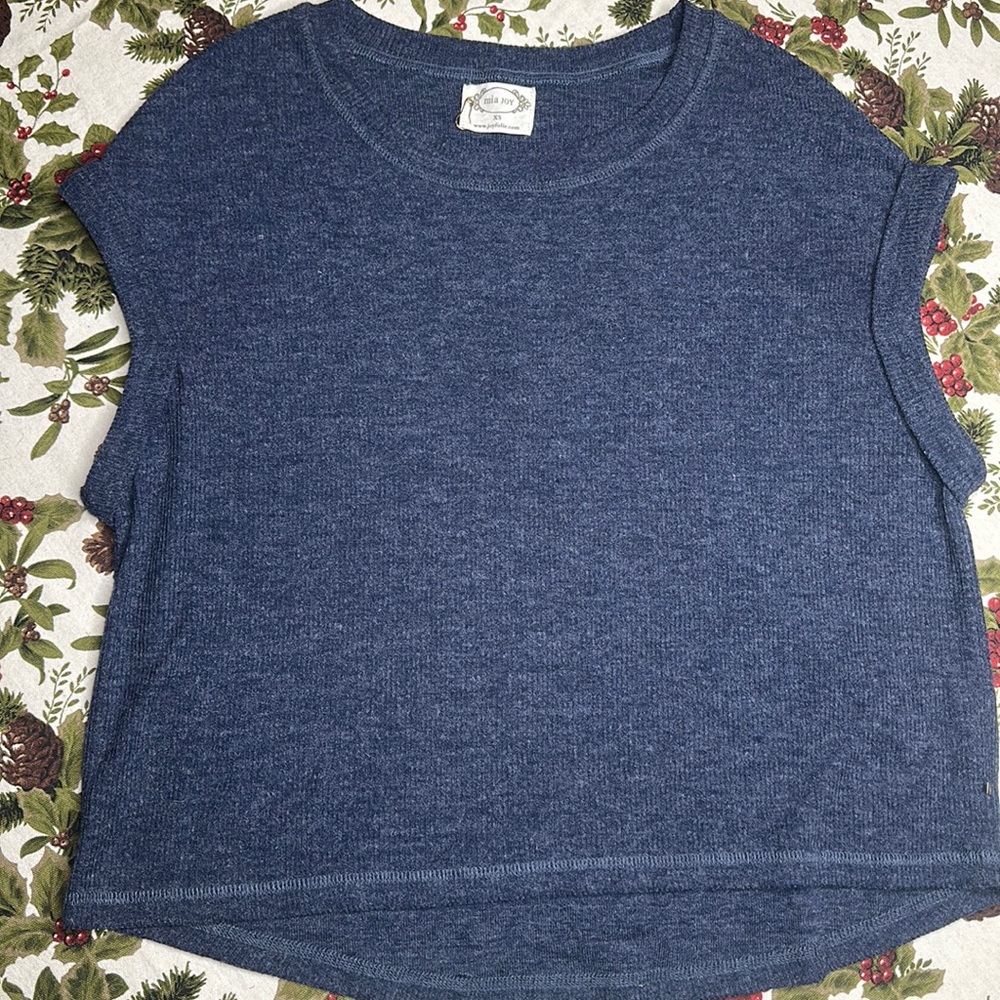 Joyfolie Mia Joy lightweight rib knit sweater vest Navy size XS